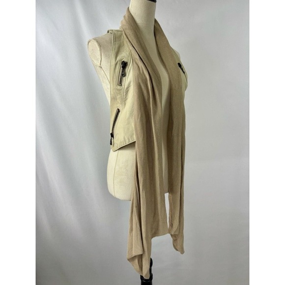 We Love Leather Doma Vest Cream Small Scarf Neck Zipper Accents - Picture 2 of 16
